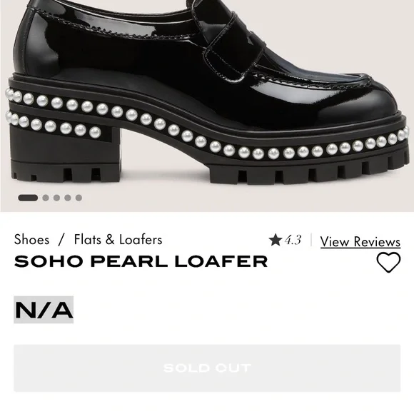 Stuart Weitzman SOHO PEARL LOAFER Black Pearl-Embellished Size 6 NWT - Picture 1 of 11